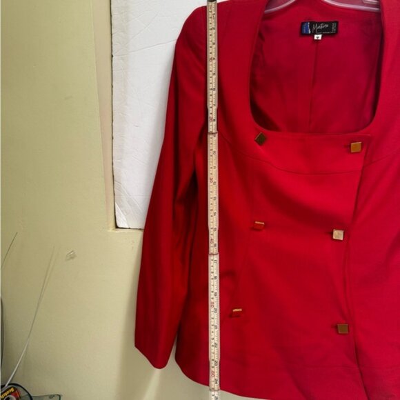CLAUDE MONTANA Vintage 80s Tailored Blazer Jacket Futuristic Top Rare Red Wool 8 - Picture 16 of 16